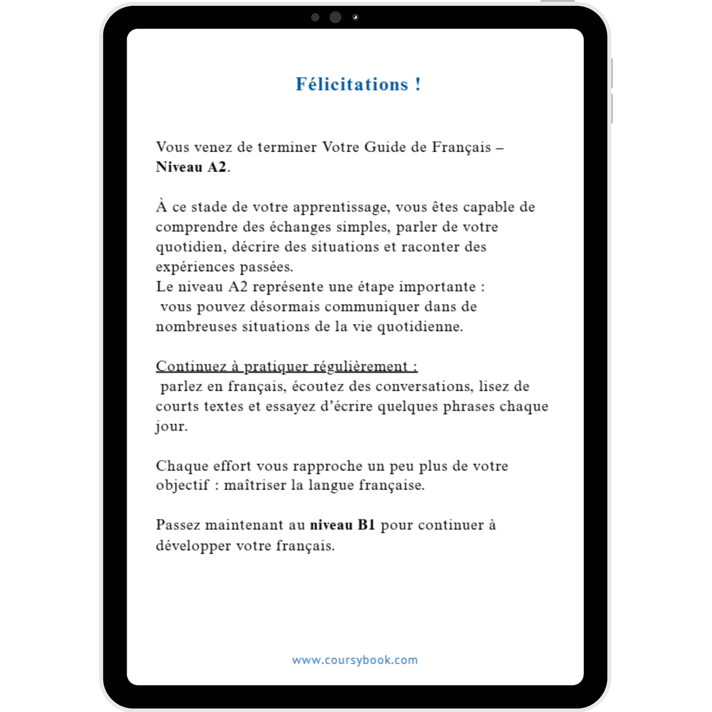 Pack complet (A1/A2/B1)