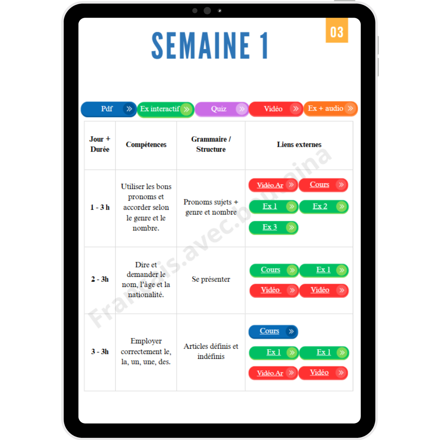 Guide de français_A1 _دليل تعلم اللغة الفرنسية